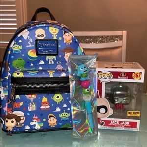 Loungefly Disney Parks Wolrd of Pixar mini backpack funko doorable 4pc set